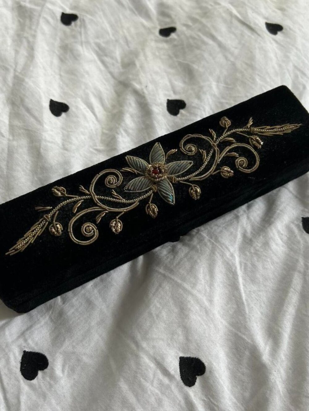 Vintage Black Rectangular Beaded Velvet Zardozi Trinket/ Jewelry Box